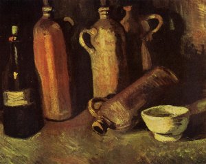 with Earthenware, Bottle and Clogs