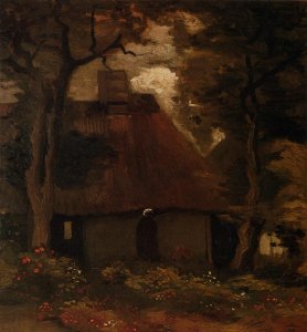 Cottage and Peasant Woman under the Trees