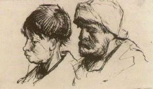 Head of a Girl, Bareheaded, and Head of a Man with Beard and Cap