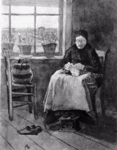 Woman at the Window, Knitting