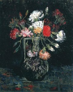 Vase With Zinnias And Geraniums