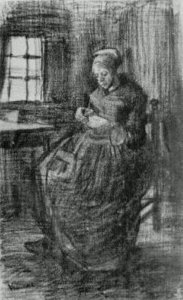 Interior with Peasant Woman Sewing 2