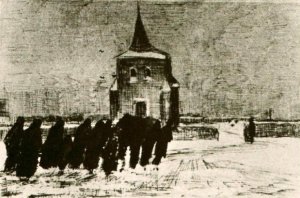 Funeral in the Snow near the Old Tower