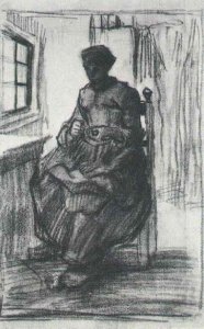 Interior with Peasant Woman Sewing