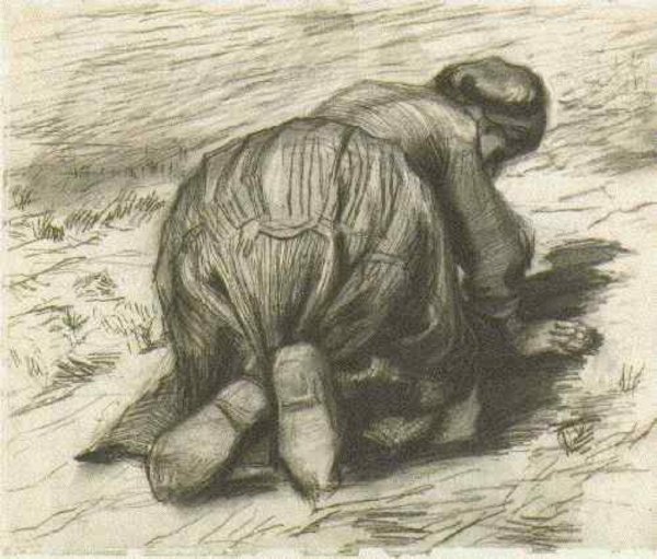 Peasant Woman, Kneeling, Seen from the Back