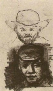 Two Heads Man with Beard and Hat Peasant with Cap