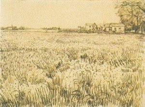 Wheat Fields with Auvers in the Background 2