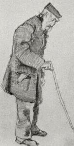 Orphan Man with Cap and Walking Stick