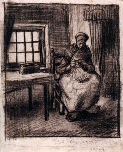 Peasant Interior with a Woman Sewing