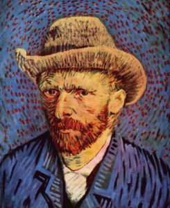 Self-portrait with gray hat