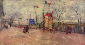 Street scene in Montmartre, Le Moulin a Poivre