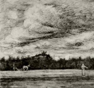 Field Of Stubble With A Thunderstorm Overhead