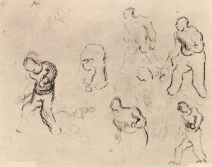 Six Sketches of Figures, Among Others a Man Sowing Wheat