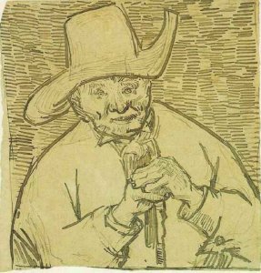 The Old Peasant Patience Escalier with Walking Stick, Half-Figure