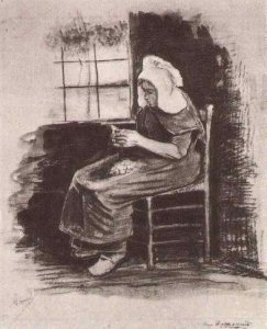 Woman Peeling Potatoes near a Window 2