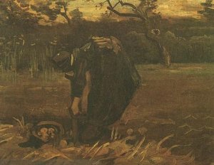 Peasant Woman Digging Up Potatoes