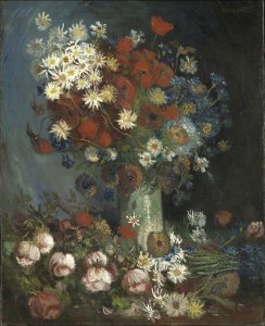 Still life with meadow flowers and roses