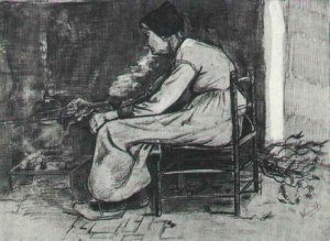 Woman Sitting at the Fireside