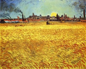 Summer Evening, Wheatfield with Setting sun