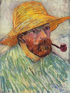 Self Portrait with Straw Hat and Pipe 2