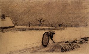 Woman with a Fork in a Winter Landscape