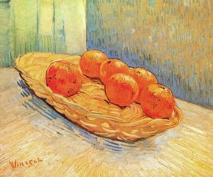 Still Life With Basket And Six Oranges