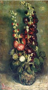 Vase With Hollyhocks