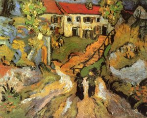 Village Street And Steps In Auvers With Two Figures